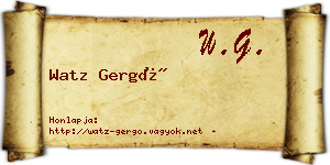 Watz Gergő névjegykártya