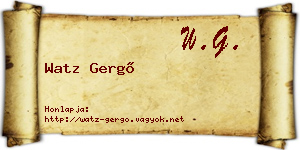 Watz Gergő névjegykártya
